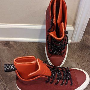 Red and Orange Athletic High-Top Shoes